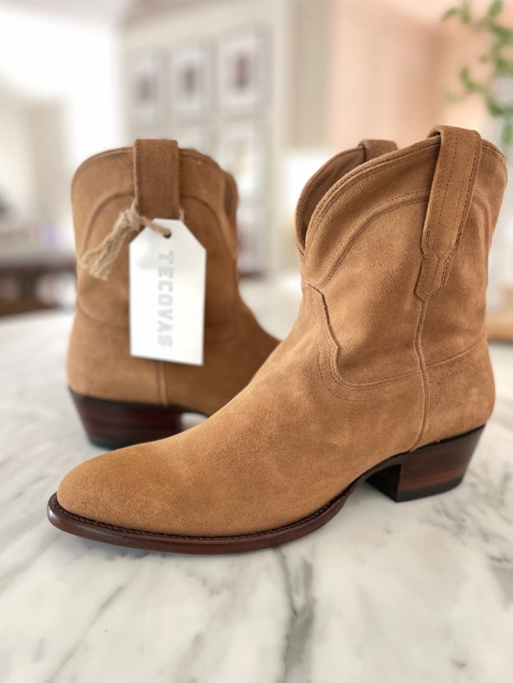 Tecovas Tan Suede Western Boots Size 11 B Cowboy Rodeo Fall Pictures